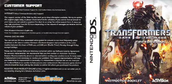 manual for Transformers - Dark of the Moon - Decepticons